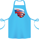 Curled Slovakia Flag Slovakia Day Football Cotton Apron 100% Organic Turquoise