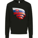 Curled Slovakia Flag Slovakia Day Football Kids Sweatshirt Jumper Black
