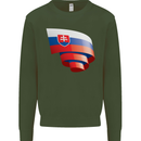 Curled Slovakia Flag Slovakia Day Football Kids Sweatshirt Jumper Forest Green