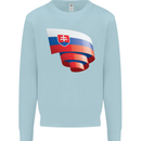 Curled Slovakia Flag Slovakia Day Football Kids Sweatshirt Jumper Light Blue