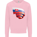 Curled Slovakia Flag Slovakia Day Football Kids Sweatshirt Jumper Light Pink