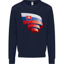 Curled Slovakia Flag Slovakia Day Football Kids Sweatshirt Jumper Navy Blue