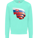 Curled Slovakia Flag Slovakia Day Football Kids Sweatshirt Jumper Peppermint