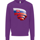 Curled Slovakia Flag Slovakia Day Football Kids Sweatshirt Jumper Purple