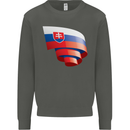 Curled Slovakia Flag Slovakia Day Football Kids Sweatshirt Jumper Storm Grey
