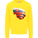 Curled Slovakia Flag Slovakia Day Football Kids Sweatshirt Jumper Yellow