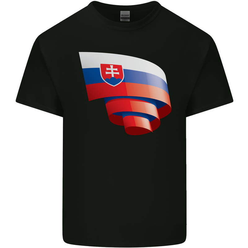 Curled Slovakia Flag Slovakia Day Football Kids T-Shirt Childrens Black