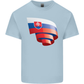 Curled Slovakia Flag Slovakia Day Football Kids T-Shirt Childrens Light Blue