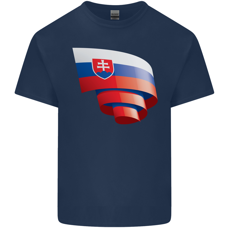 Curled Slovakia Flag Slovakia Day Football Kids T-Shirt Childrens Navy Blue