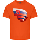 Curled Slovakia Flag Slovakia Day Football Kids T-Shirt Childrens Orange