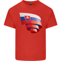 Curled Slovakia Flag Slovakia Day Football Kids T-Shirt Childrens Red