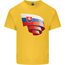 Curled Slovakia Flag Slovakia Day Football Kids T-Shirt Childrens Yellow