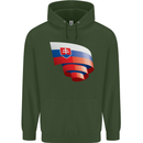 Curled Slovakia Flag Slovakia Day Football Mens 80% Cotton Hoodie Forest Green