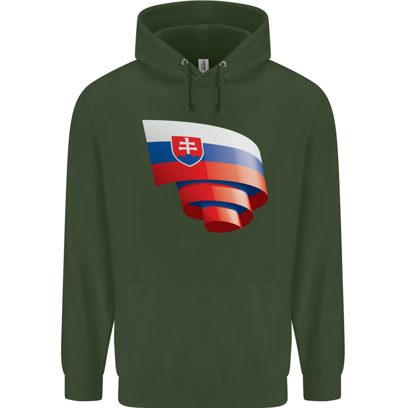 Curled Slovakia Flag Slovakia Day Football Mens 80% Cotton Hoodie Forest Green