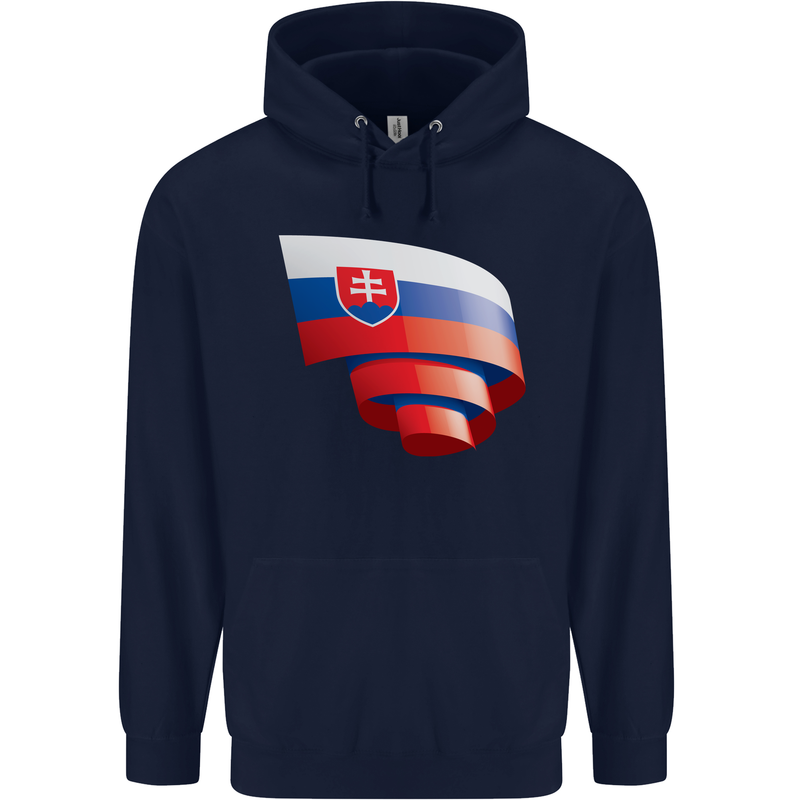 Curled Slovakia Flag Slovakia Day Football Mens 80% Cotton Hoodie Navy Blue