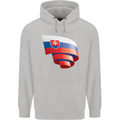 Curled Slovakia Flag Slovakia Day Football Mens 80% Cotton Hoodie Sports Grey