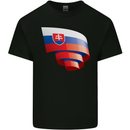 Curled Slovakia Flag Slovakia Day Football Mens Cotton T-Shirt Tee Top Black