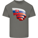 Curled Slovakia Flag Slovakia Day Football Mens Cotton T-Shirt Tee Top Charcoal
