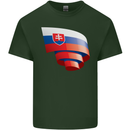 Curled Slovakia Flag Slovakia Day Football Mens Cotton T-Shirt Tee Top Forest Green