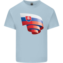Curled Slovakia Flag Slovakia Day Football Mens Cotton T-Shirt Tee Top Light Blue