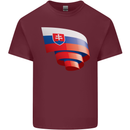 Curled Slovakia Flag Slovakia Day Football Mens Cotton T-Shirt Tee Top Maroon