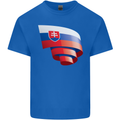 Curled Slovakia Flag Slovakia Day Football Mens Cotton T-Shirt Tee Top Royal Blue
