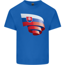 Curled Slovakia Flag Slovakia Day Football Mens Cotton T-Shirt Tee Top Royal Blue