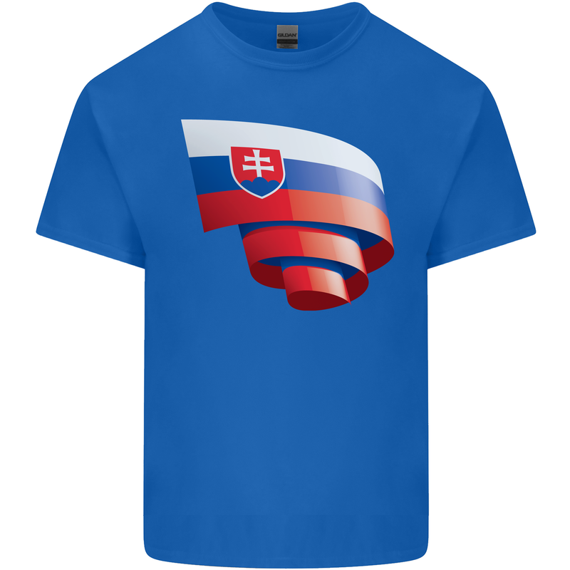 Curled Slovakia Flag Slovakia Day Football Mens Cotton T-Shirt Tee Top Royal Blue