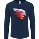 Curled Slovakia Flag Slovakia Day Football Mens Long Sleeve T-Shirt Navy Blue