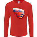 Curled Slovakia Flag Slovakia Day Football Mens Long Sleeve T-Shirt Red