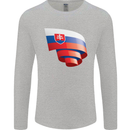 Curled Slovakia Flag Slovakia Day Football Mens Long Sleeve T-Shirt Sports Grey