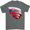 Curled Slovakia Flag Slovakia Day Football Mens T-Shirt 100% Cotton Charcoal