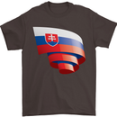 Curled Slovakia Flag Slovakia Day Football Mens T-Shirt 100% Cotton Dark Chocolate