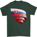 Curled Slovakia Flag Slovakia Day Football Mens T-Shirt 100% Cotton Forest Green