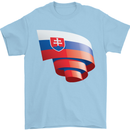 Curled Slovakia Flag Slovakia Day Football Mens T-Shirt 100% Cotton Light Blue
