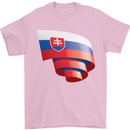 Curled Slovakia Flag Slovakia Day Football Mens T-Shirt 100% Cotton Light Pink