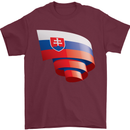 Curled Slovakia Flag Slovakia Day Football Mens T-Shirt 100% Cotton Maroon