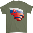 Curled Slovakia Flag Slovakia Day Football Mens T-Shirt 100% Cotton Military Green