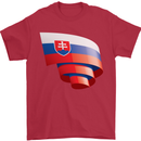 Curled Slovakia Flag Slovakia Day Football Mens T-Shirt 100% Cotton Red