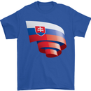 Curled Slovakia Flag Slovakia Day Football Mens T-Shirt 100% Cotton Royal Blue