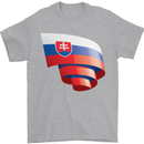 Curled Slovakia Flag Slovakia Day Football Mens T-Shirt 100% Cotton Sports Grey
