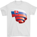 Curled Slovakia Flag Slovakia Day Football Mens T-Shirt 100% Cotton White