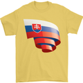 Curled Slovakia Flag Slovakia Day Football Mens T-Shirt 100% Cotton Yellow