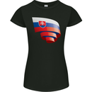 Curled Slovakia Flag Slovakia Day Football Womens Petite Cut T-Shirt Black