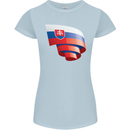 Curled Slovakia Flag Slovakia Day Football Womens Petite Cut T-Shirt Light Blue