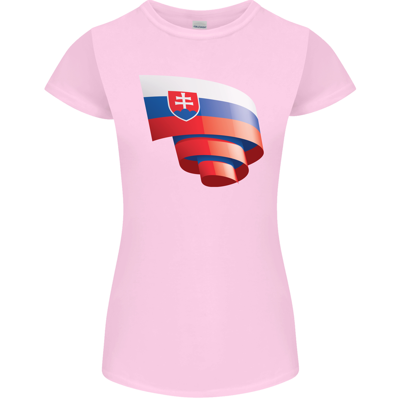 Curled Slovakia Flag Slovakia Day Football Womens Petite Cut T-Shirt Light Pink