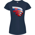 Curled Slovakia Flag Slovakia Day Football Womens Petite Cut T-Shirt Navy Blue
