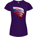 Curled Slovakia Flag Slovakia Day Football Womens Petite Cut T-Shirt Purple