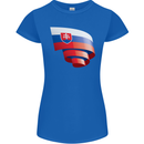 Curled Slovakia Flag Slovakia Day Football Womens Petite Cut T-Shirt Royal Blue
