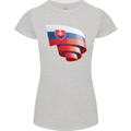 Curled Slovakia Flag Slovakia Day Football Womens Petite Cut T-Shirt Sports Grey